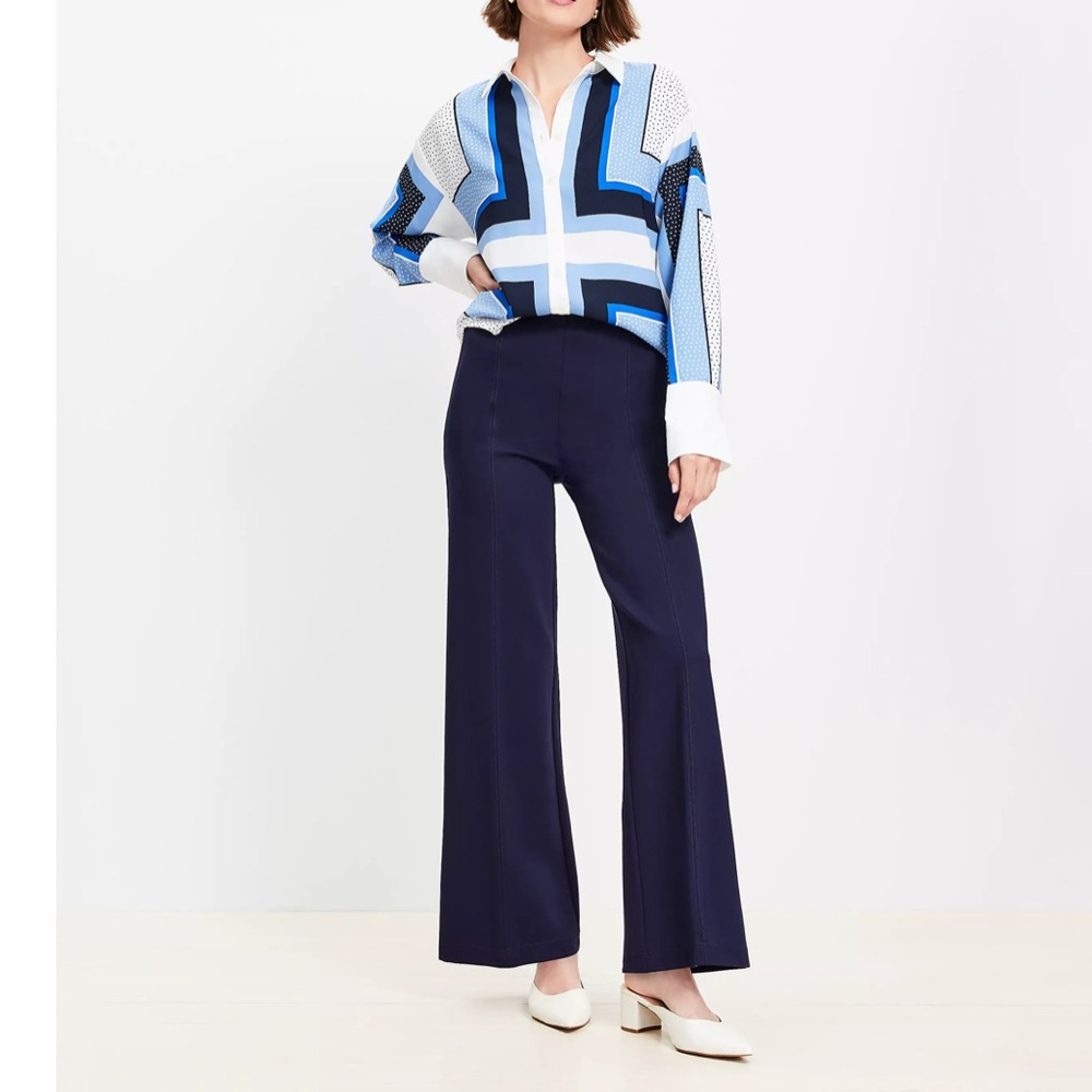 Ponte Wide Leg Pants Loft Navy NWOT